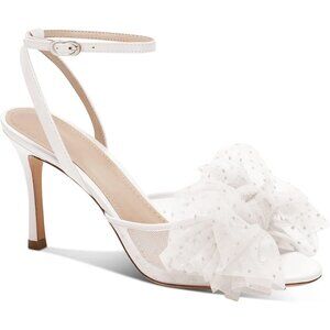 Women's Cute White Bow Tie Slingback Peep Toe Heel Summer Sandals Shoes
